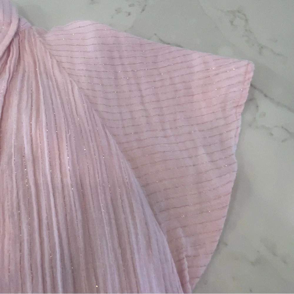 GAP Women’s Pink Button-Up Blouse with Ruffle Sleeves - Picture 7 of 15